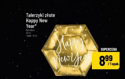 Talerzyki złote Happy New Year promocja w POLOmarket