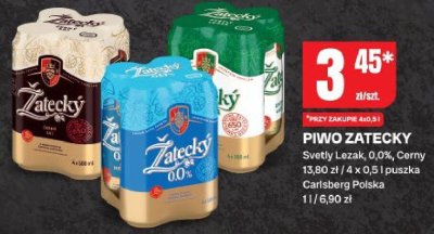 Piwo Żatecky Svetly Lezak 0,0%, Černy 0,5l puszka promocja w Chorten