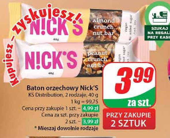 Baton peanut crunch Nick's promocja