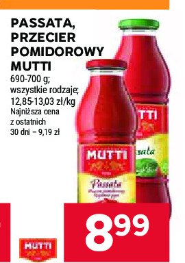 Passata pomidorowa z bazylią Mutti promocja