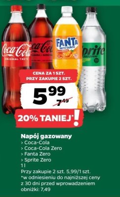 Napój gazowany Sprite Zero 1 l promocja w Netto