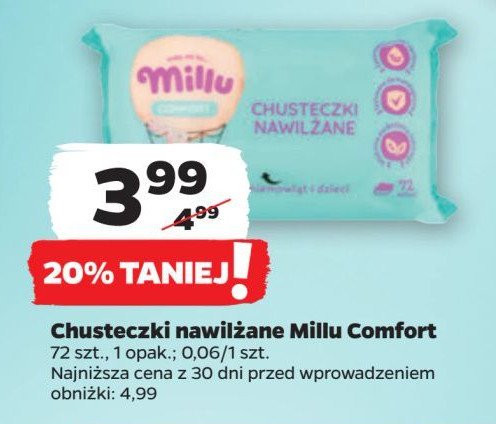 Chusteczki nawilżane comfort Millu promocja w Netto