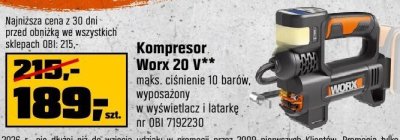 Kompresor Worx 20 V promocja w OBI