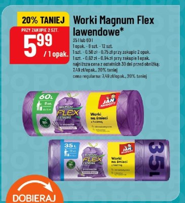 Worki Magnum Flex lawendowe 35l  promocja w POLOmarket