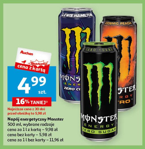 Napoj energetyczny Monster energy zero promocja w Auchan