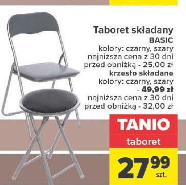 Taboret składany basic szary promocja