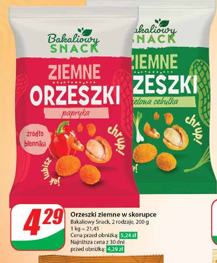 Orzeszki ziemnie zielona cebulka Bakaliowy snack promocja w Dino