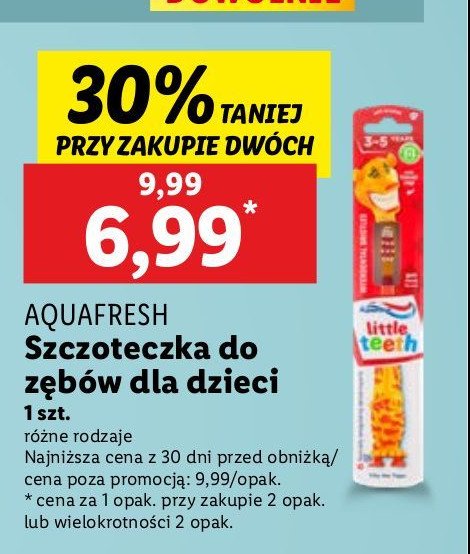 Szczoteczka do zębów tygrys 3-5 Aquafresh little teeth promocja w Lidl