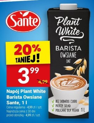 Napój Plant White Barista Owsiane Sante 1l promocja w Twój Market