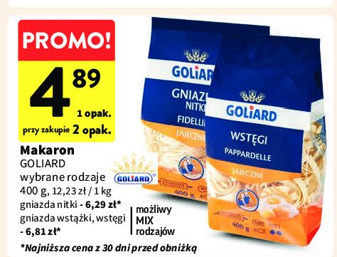 Makaron wstęgi Goliard promocja