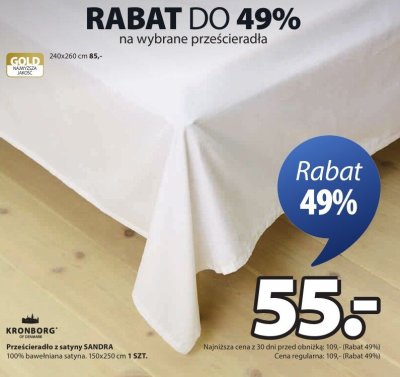 Prześcieradło z satyny SANDRA 150x250 cm promocja w Jysk