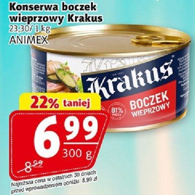Konserwa boczek wieprzowy Krakus Animex promocja w Prim Market