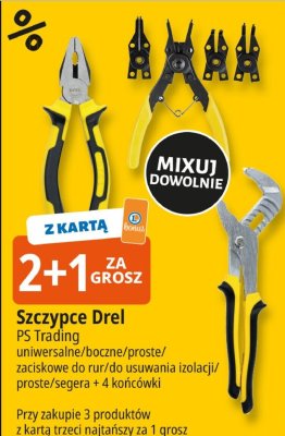 Szczypce Drel PS-Tools uniwersalne/boczne/proste/cęciaskowe do rur/do usuwania izolacji/proste/segera + 4 końcówki promocja w Leclerc
