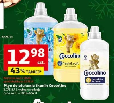 Płyn do płukania tkanin Coccolino 1,275-1,7 l, wybrane rodzaje promocja w Auchan
