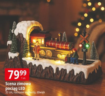 Scena zimowa pociąg LED promocja w Leclerc