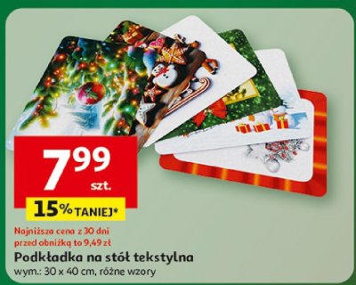Podkładka na stół tekstylna wym.: 30 x 40 cm, różne wzory promocja w Auchan