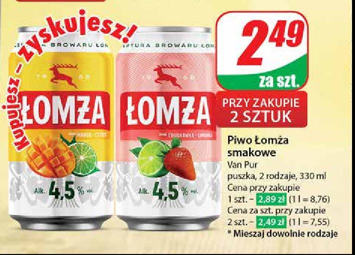 Piwo Łomża mango z limonką promocja w Dino