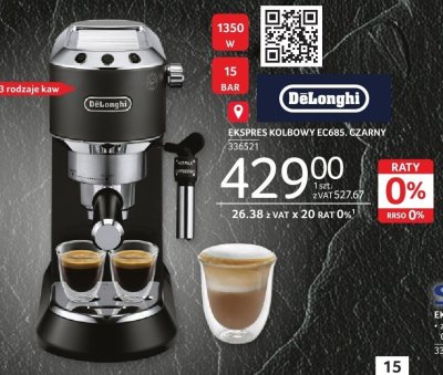 Ekspres kolbowy EC685 czarny DeLonghi promocja w Selgros