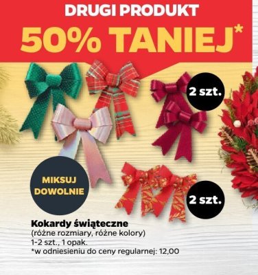 Kokardy świąteczne (różne rodzaje, różne kolory) drugi -50% taniej promocja w Netto