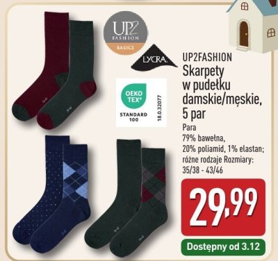 Skarpety w pudełku damskie/męskie UP2FASHION promocja w Aldi