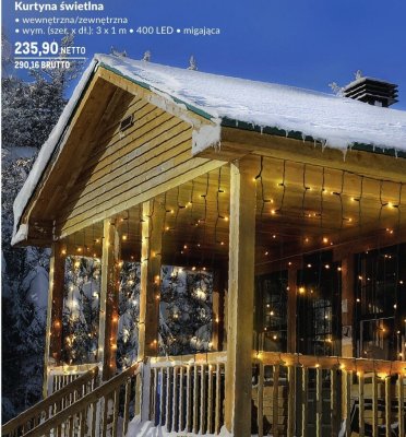 Kurtyna świetlna wewnętrzna/zewnętrzna wym. (szer. x dł.): 3 x 1 m, 400 LED, migająca promocja w Makro