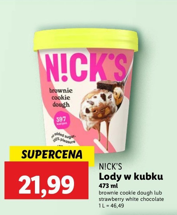 Lody chocolate brownie Nick's promocja