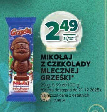 Mikołaj z czekolady mlecznej Grzeski promocja w Stokrotka