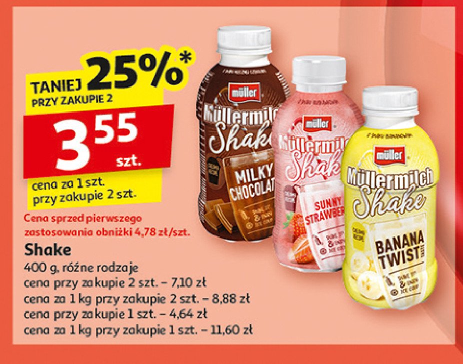 Napój mleczny chocolate cookies & cream geschmack Mullermilch shake promocja