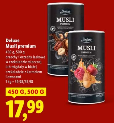 Musli z migdałami w białej czekoladzie z karmelem i owocami promocja w Lidl