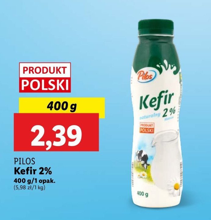 Kefir naturalny 2 % Pilos promocja