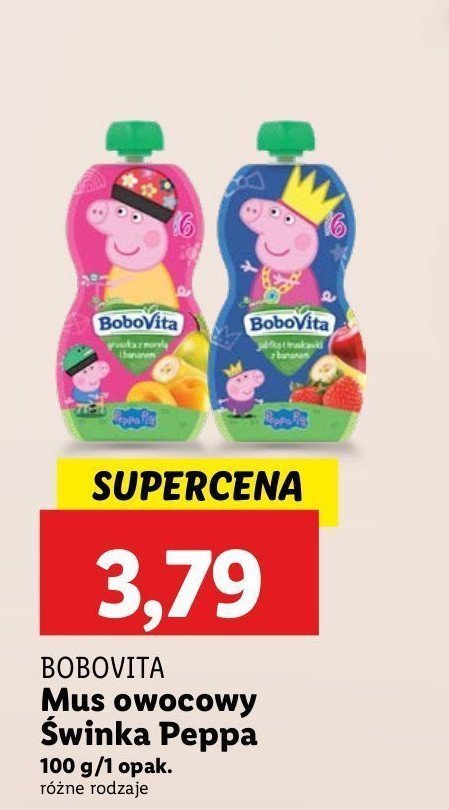 Mus gruszka z morelą i bananem peppa pig Bobovita promocja