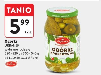 Ogórki Ogórki URBANEK konserwowe wybrane rodzaje promocja w Intermarche