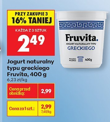 Jogurt naturalny typu greckiego promocja w Biedronka
