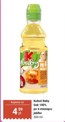 Sok 100% po 4 miesiącu jabłko 300 ml Kubuś Baby promocja w Biedronka