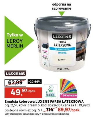 Emulsja kolorowa LUXENS FARBA LATEKSOWA promocja w Leroy Merlin