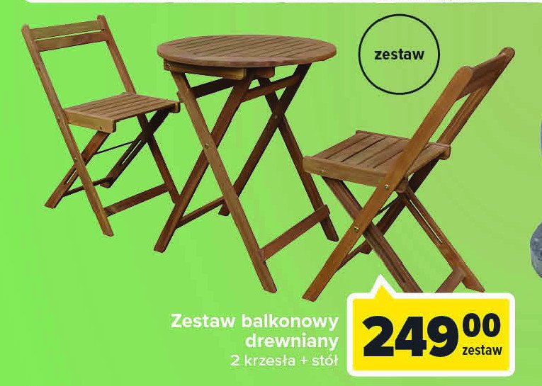 Zestaw balkonowy drewniany stół + 2 krzesła promocja