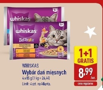 Karma mokra dla kota - wybór dań mięsnych 1+1 GRATIS promocja w Aldi