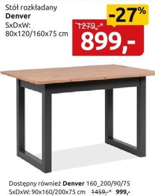 Stół rozkładany Denver promocja w Black Red White