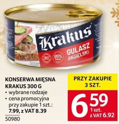 Konserwa mięsna Gulasz angielski Krakus 300 g różne rodzaje promocja w Selgros