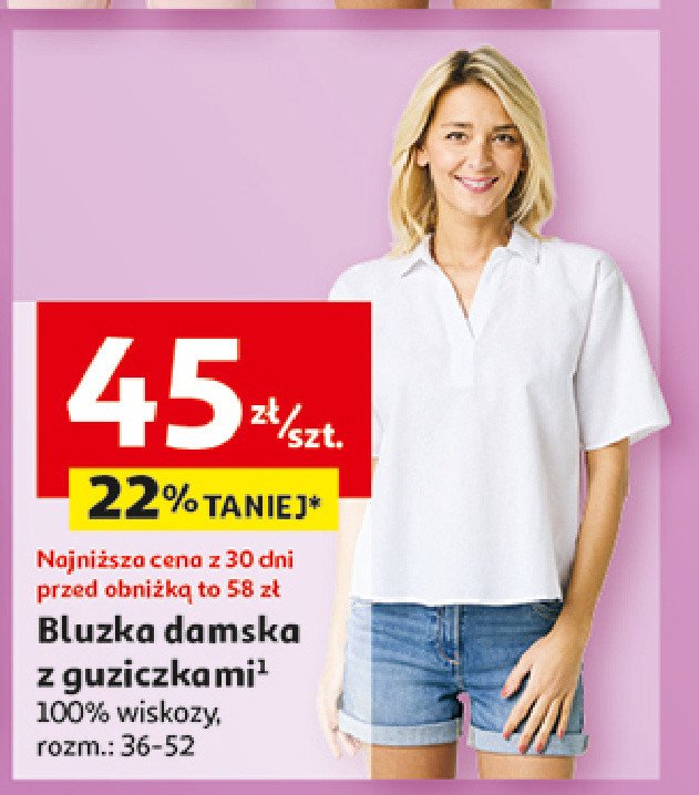 Bluzka damska z guzikami 36-52 promocja w Auchan