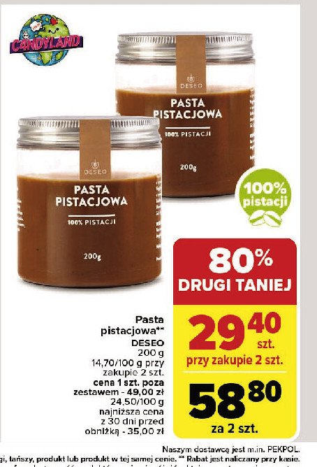 Pasta pistacjowa Deseo promocja w Carrefour Market