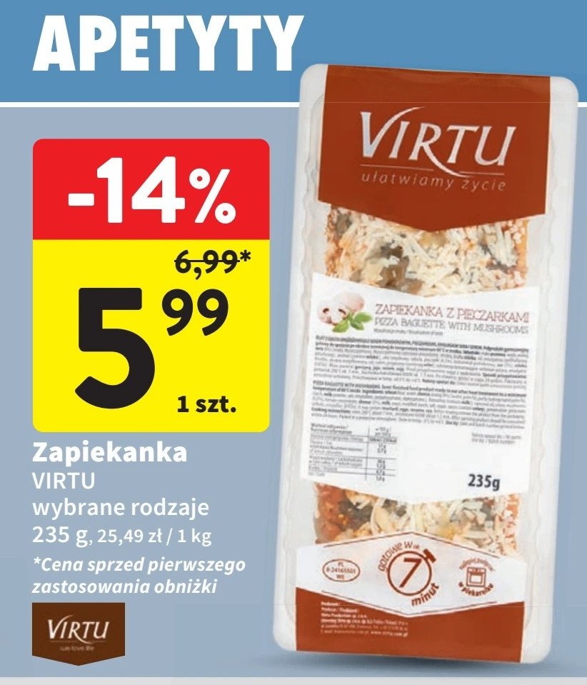 Zapiekanka z pieczarkami Virtu promocja