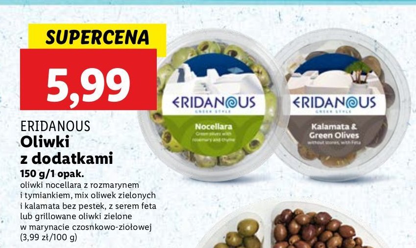 Oliwki nocellara z rozmarynem i tymiankiem Eridanous promocja