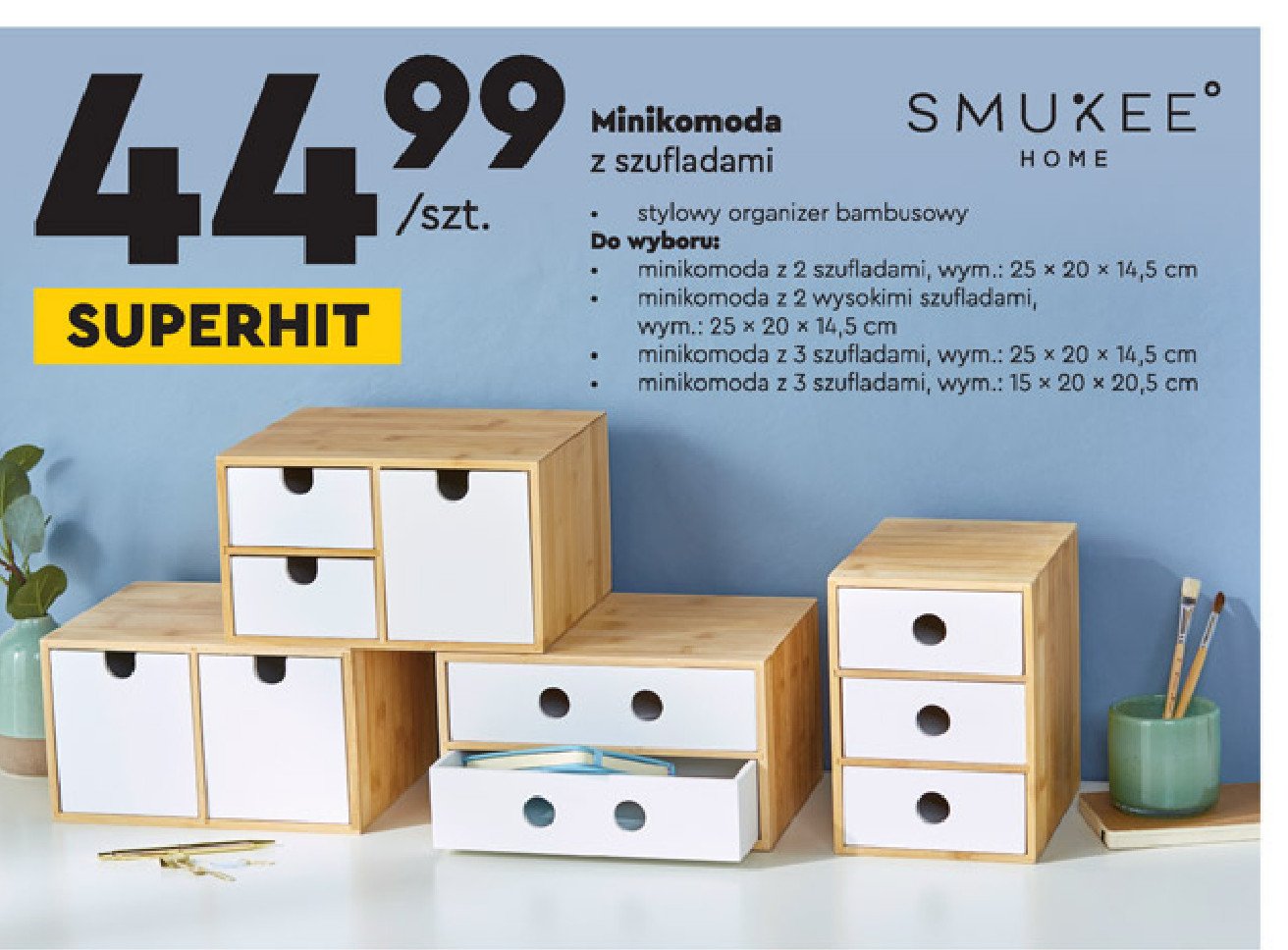 Minikomoda 3 szuflady 25 x 20 x 14.5 cm Smukee home promocja