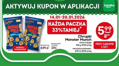 Chrupki Monster Munch różne rodzaje 100g promocja w Żabka