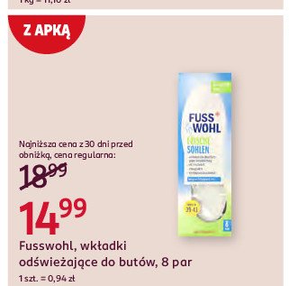 Wkładki odświeżające do butów rozm. s Fusswohl promocja