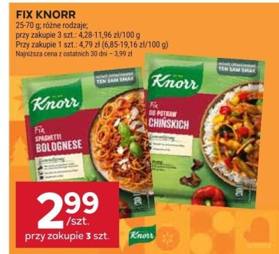 Fix Knorr, różne rodzaje promocja w Stokrotka