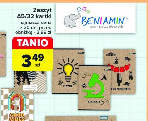 Zeszyt a5 32 kartkowy kratka Beniamin Beniamin mn promocja