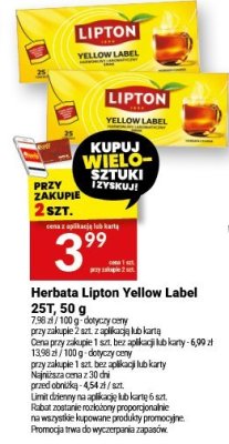 Herbata Lipton Yellow Label 25T, 50 g promocja w Twój Market