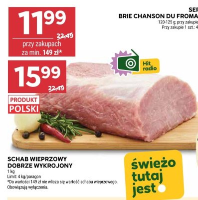 Schab wieprzowy dobrze wykrojony promocja w Stokrotka